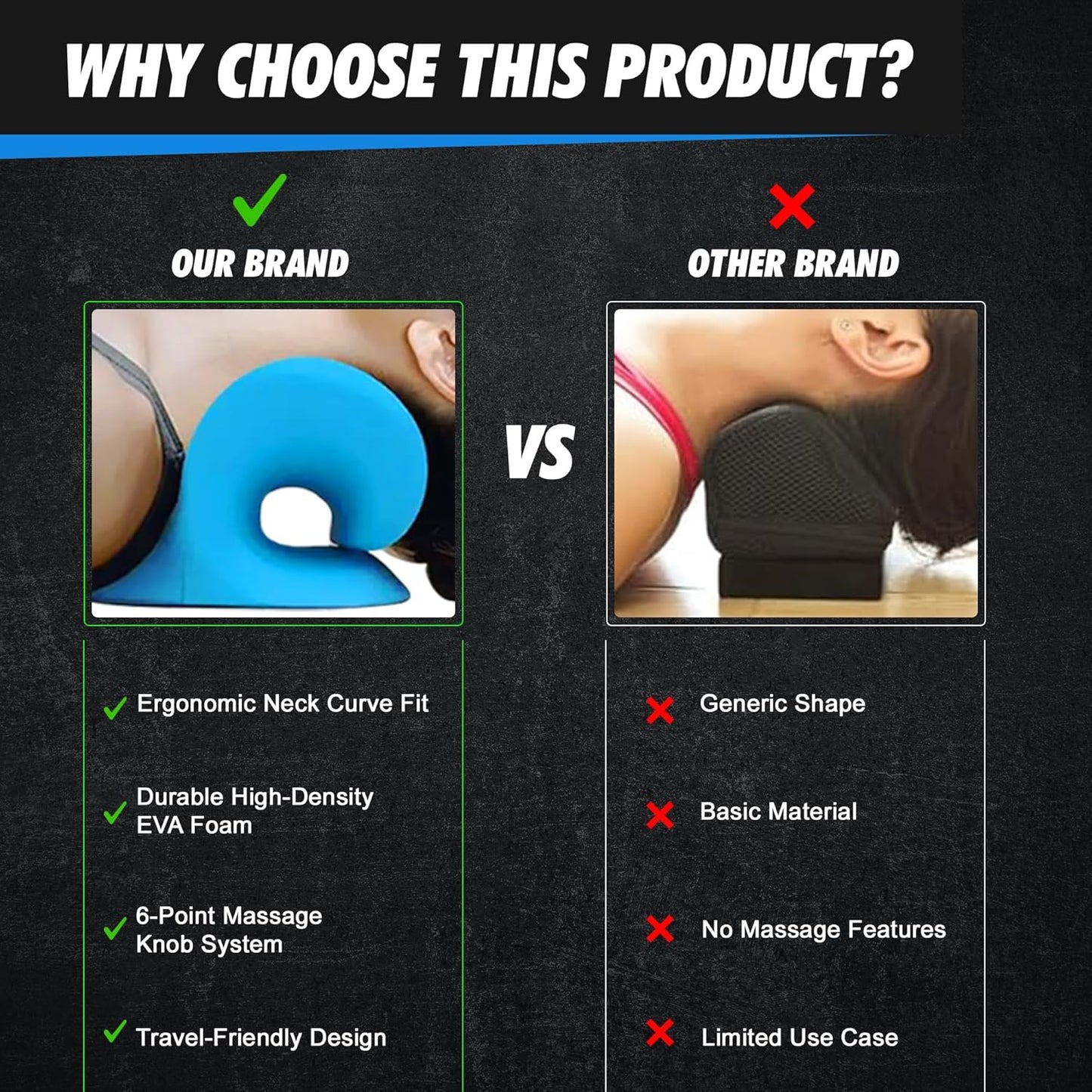 JSM FITNESS Neck Stretcher for Pain Relief - Cervical Neck Traction Device - Ergonomic Cloud Pillow for Posture Correction - Office Work Posture Corrector & Hump Reduction