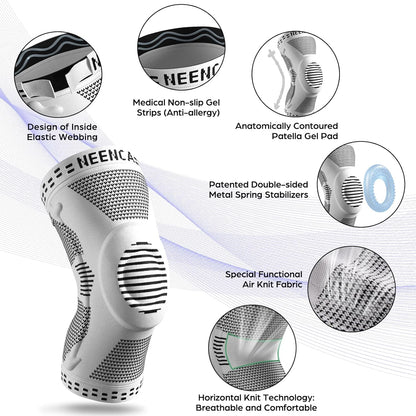 NEENCA Professional Knee Brace，Compression Knee Sleeve with Patella Gel Pad & Side Stabilizers Knee Support Bandage for Pain Relief Medical Knee Pad for ACL Running Joint Recovery