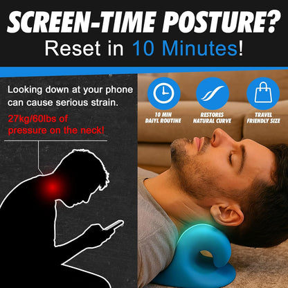 JSM FITNESS Neck Stretcher for Pain Relief - Cervical Neck Traction Device - Ergonomic Cloud Pillow for Posture Correction - Office Work Posture Corrector & Hump Reduction