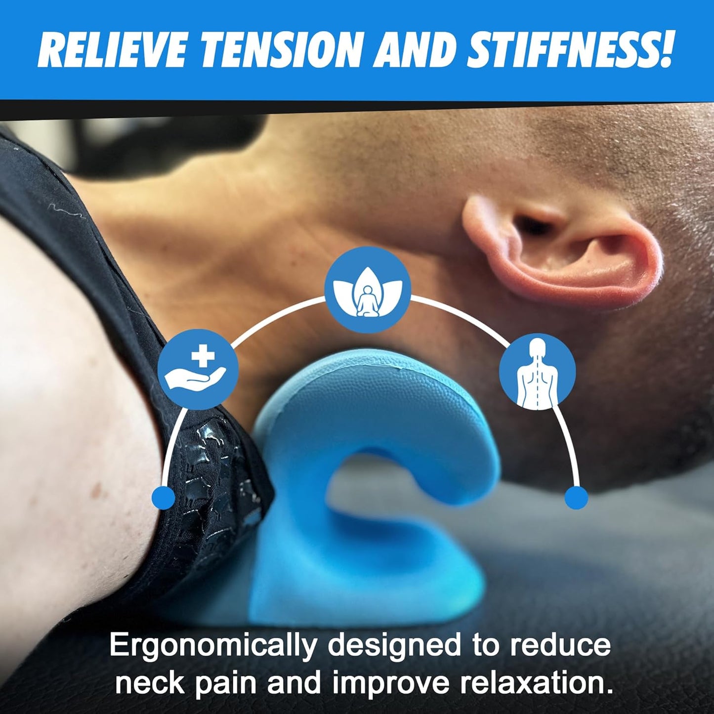 JSM FITNESS Neck Stretcher for Pain Relief - Cervical Neck Traction Device - Ergonomic Cloud Pillow for Posture Correction - Office Work Posture Corrector & Hump Reduction