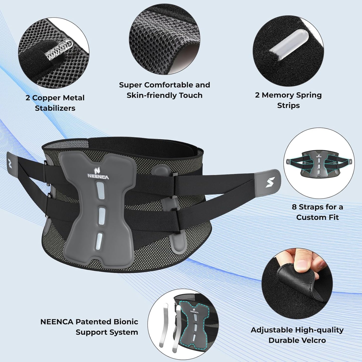 NEENCA Back Brace for Lower Back Pain Relief with Bionic Support System, Lumbar Support Belt for Women&Men with Lumbar Pad, Soft Breathable 3D Knit Fabric for Herniated Disc, Sciatica, Scoliosis