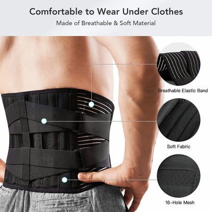 FDTY Lower Back Pain Relief with 6 Stays Breathable Mesh Back Support Belt for Men and Women (Medium)