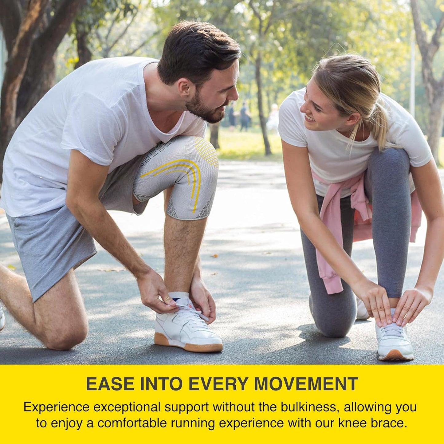 Bracoo Knee Brace, Knee Compression Sleeve Support for Men Women with Side Stabilizers, Dynamic Compression Lightweight & Breathable Support - Arthritis Pain, Injury Recovery, Running, Workout, KE92