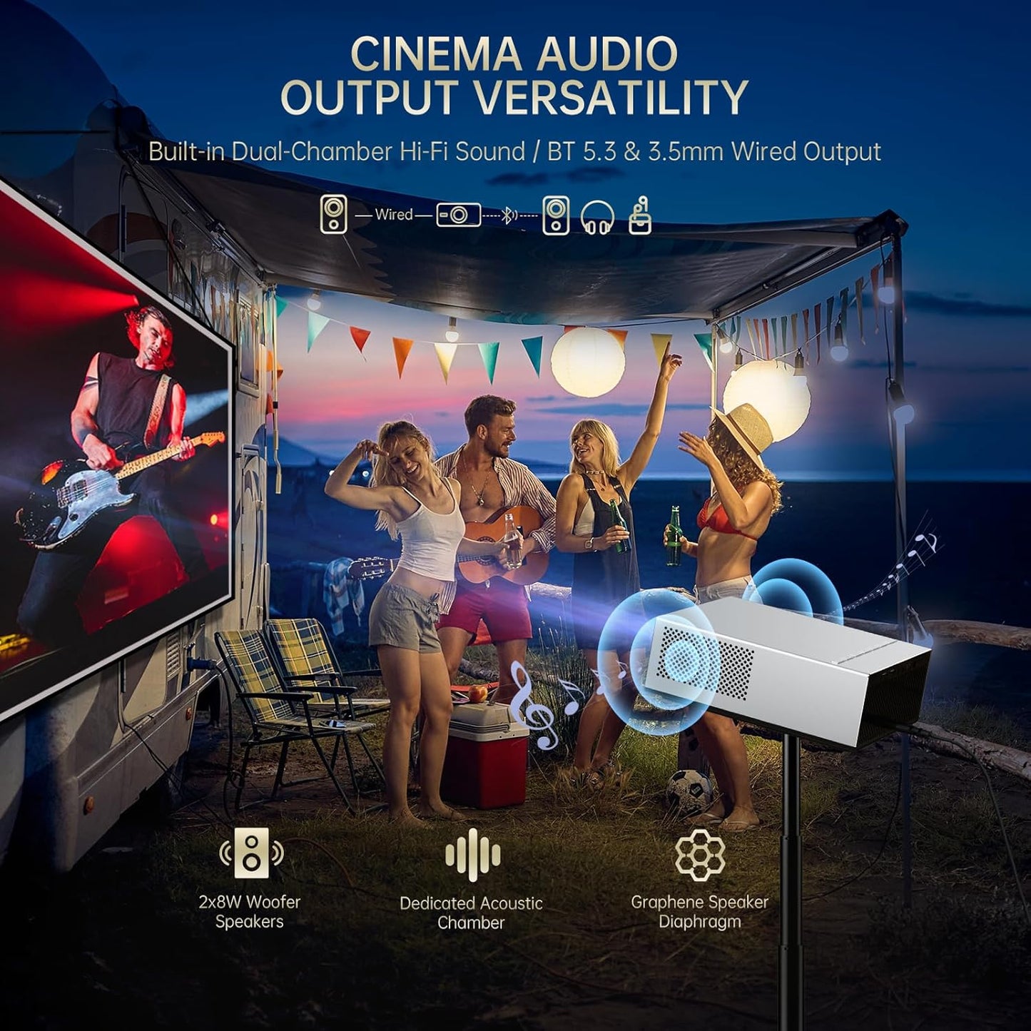 4K Projector with WIFI and Bluetooth, XIDU 2000ANSI Electric Focus Aluminum Alloy Projector, Auto Keystone 1080P Movie proyector, Dual 8W Speaker, Home Theater Portable Projecter for Phone (Naval)