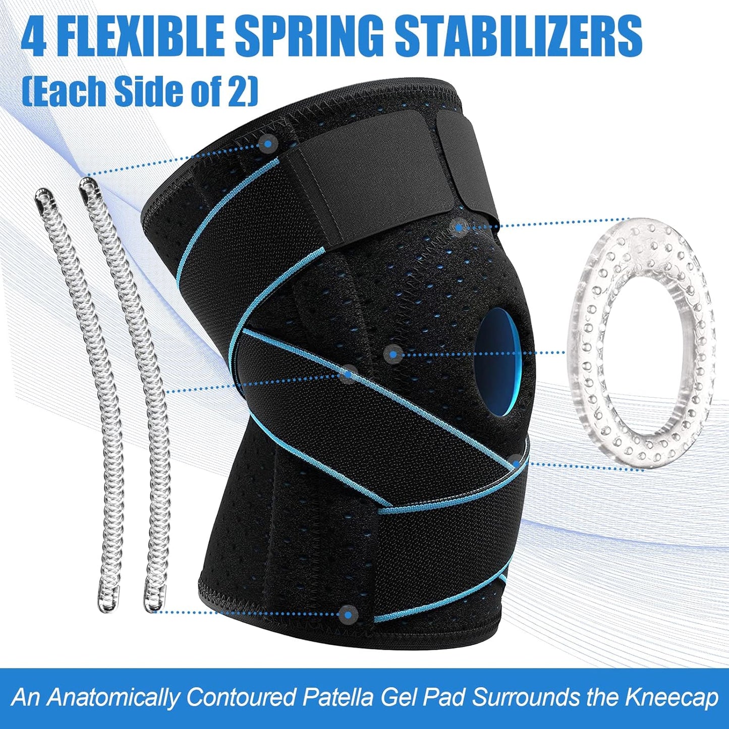 NEENCA Knee Brace with Side Stabilizers & Patella Gel Pads, Adjustable Compression Knee Support Braces for Knee Pain, Meniscus Tear,ACL,MCL,Arthritis, Joint Pain Relief,Injury Recovery -4 Size