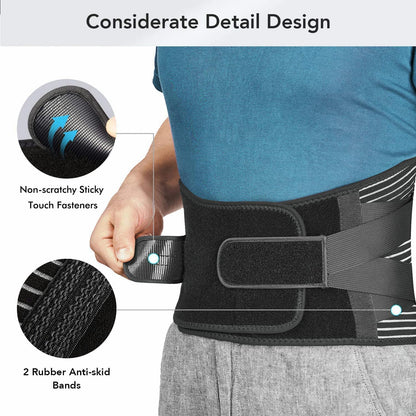 FDTY Lower Back Pain Relief with 6 Stays Breathable Mesh Back Support Belt for Men and Women (Medium)