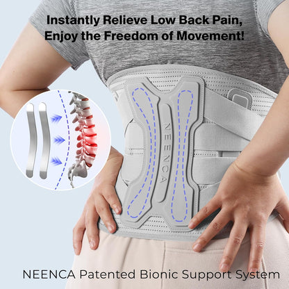 NEENCA Back Brace for Lower Back Pain Relief with Bionic Support System, Lumbar Support Belt for Women&Men with Lumbar Pad, Soft Breathable 3D Knit Fabric for Herniated Disc, Sciatica, Scoliosis