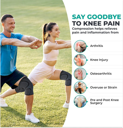Modvel Knee Braces for Knee Pain Women & Men - 2 Pack Knee Brace for Knee Pain Set, Knee Brace Compression Sleeve, Knee Braces for Knee Pain Meniscus Tear, ACL & Arthritis Pain Relief - Knee Sleeves