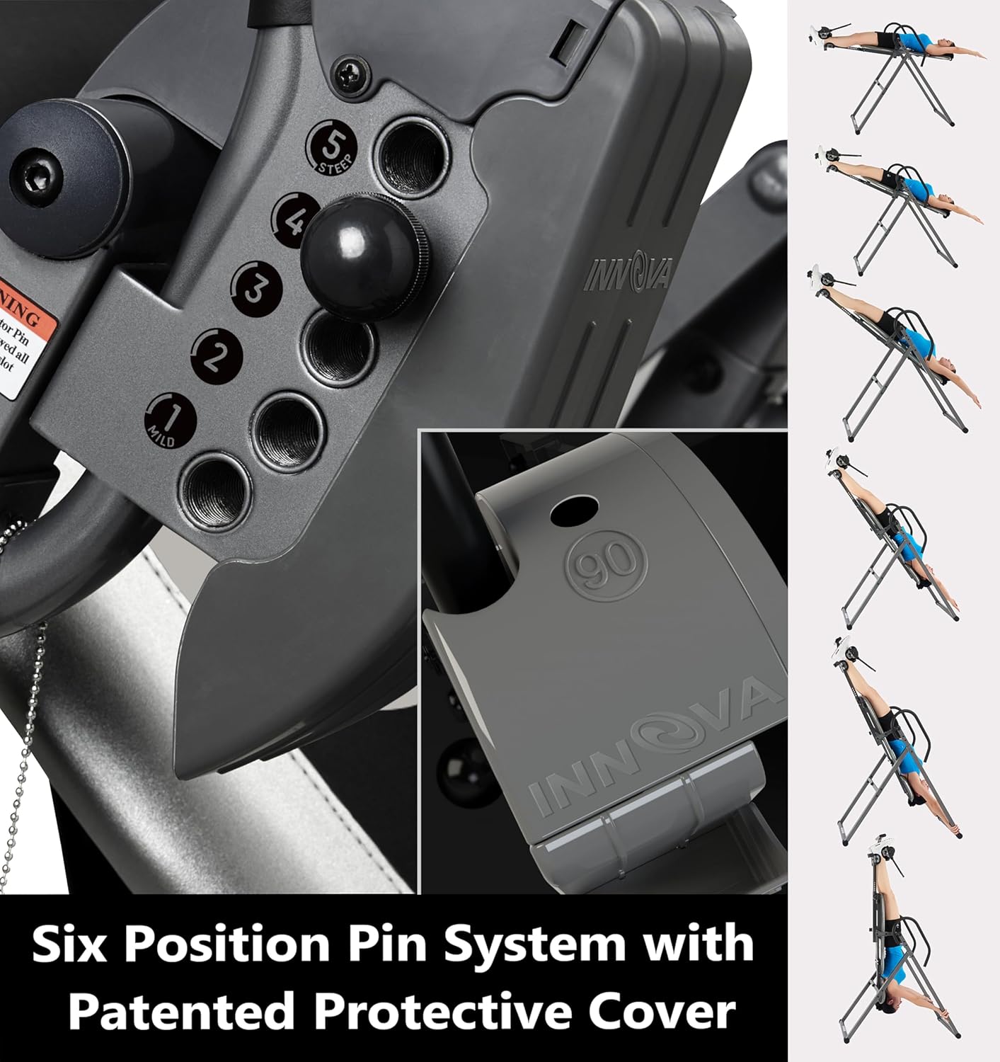 Innova Inversion Table with Adjustable Headrest, Reversible Ankle Holders, and 300 lb Weight Capacity