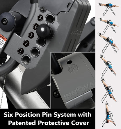 Innova Inversion Table with Adjustable Headrest, Reversible Ankle Holders, and 300 lb Weight Capacity