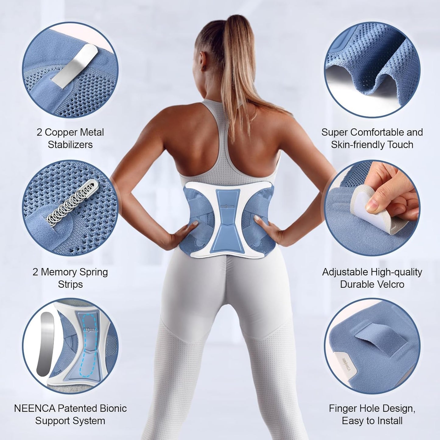NEENCA Back Brace for Lower Back Pain Relief with Bionic Support System, Lumbar Support Belt for Women&Men with Lumbar Pad, Soft Breathable 3D Knit Fabric for Herniated Disc, Sciatica, Scoliosis