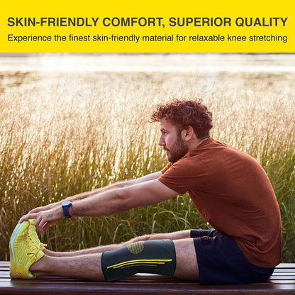 Bracoo Knee Brace, Knee Compression Sleeve Support for Men Women with Side Stabilizers, Dynamic Compression Lightweight & Breathable Support - Arthritis Pain, Injury Recovery, Running, Workout, KE92