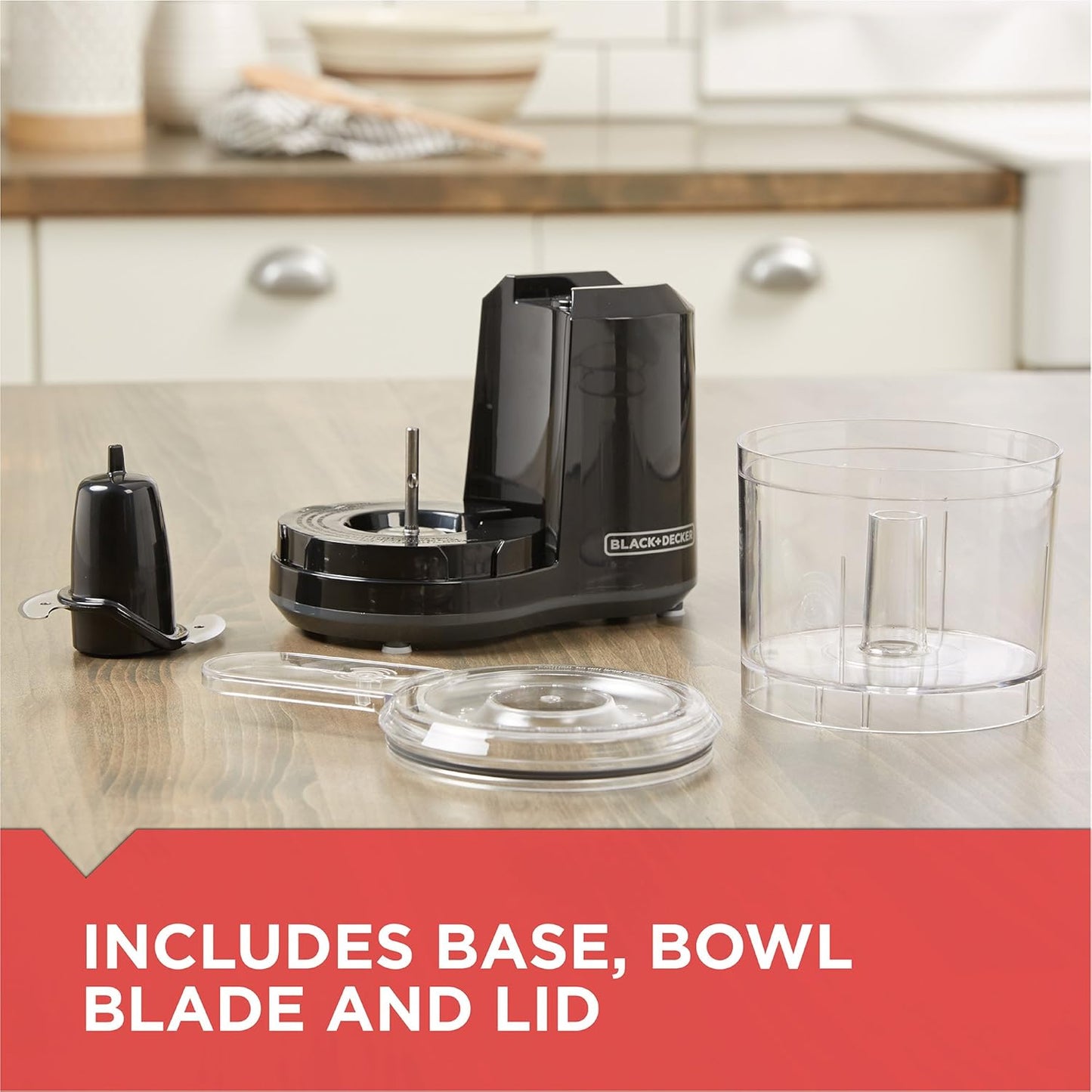 BLACK+DECKER Vertical Chopper, 500W, 4 Durable Stainless Steel Blades, 500ml Working Capacity Bowl, Sleek Chrome Trim, Powerful Motor for Chopping, Pureeing & Mincing, Easy to Use, Black - FC500-B5