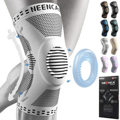 NEENCA Professional Knee Brace，Compression Knee Sleeve with Patella Gel Pad & Side Stabilizers Knee Support Bandage for Pain Relief Medical Knee Pad for ACL Running Joint Recovery
