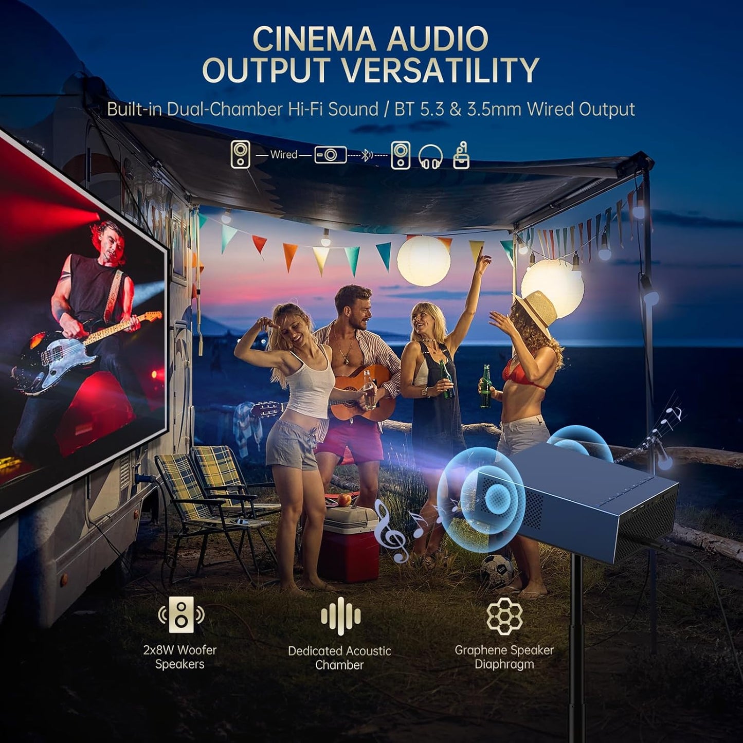 4K Projector with WIFI and Bluetooth, XIDU 2000ANSI Electric Focus Aluminum Alloy Projector, Auto Keystone 1080P Movie proyector, Dual 8W Speaker, Home Theater Portable Projecter for Phone (Naval)