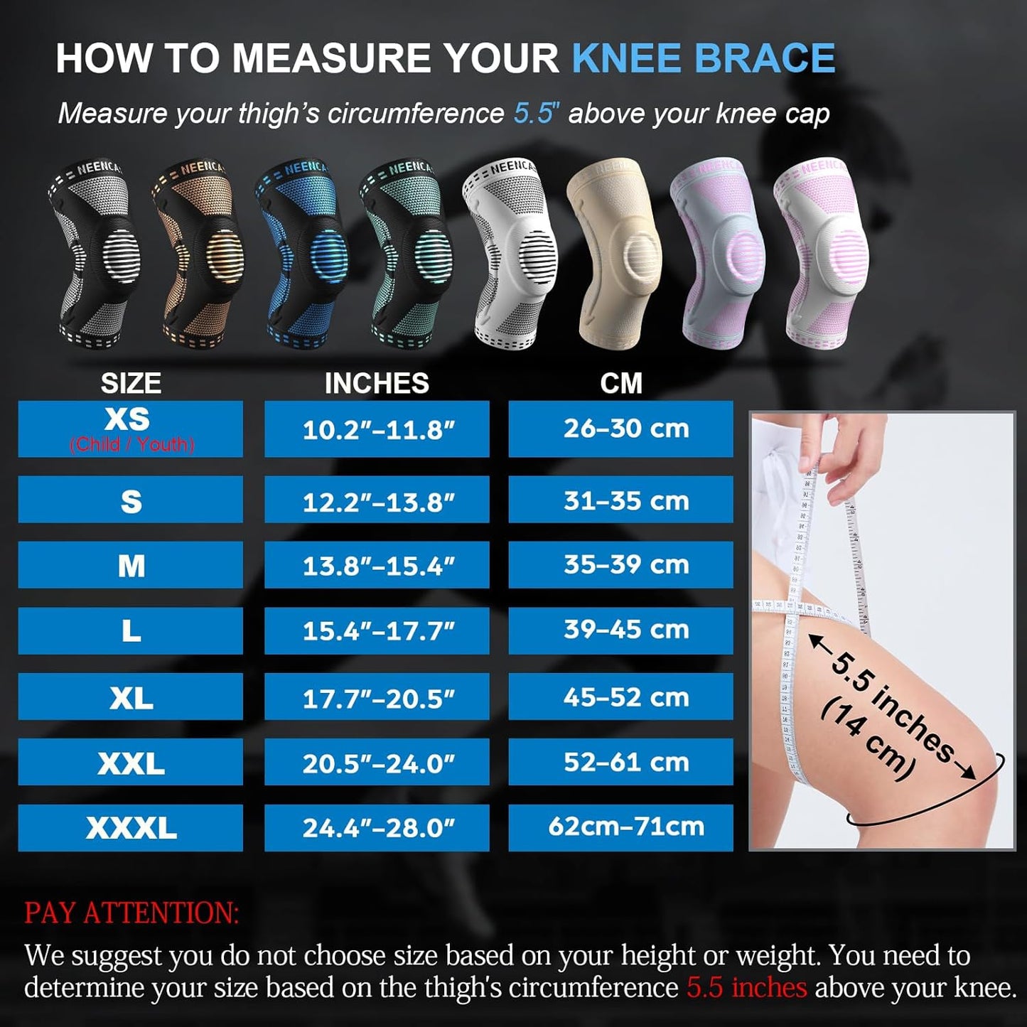 NEENCA Professional Knee Brace，Compression Knee Sleeve with Patella Gel Pad & Side Stabilizers Knee Support Bandage for Pain Relief Medical Knee Pad for ACL Running Joint Recovery