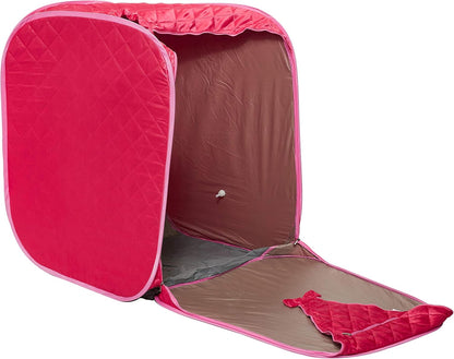 SKY LAND Portable Steam Sauna, Home Spa Sauna Tent with LED Steam Generator, Remote Control, Folding Chair & Foot Massager, Personal Relaxation & Detox Therapy for Men & Women (Pink, Small) EM-9209