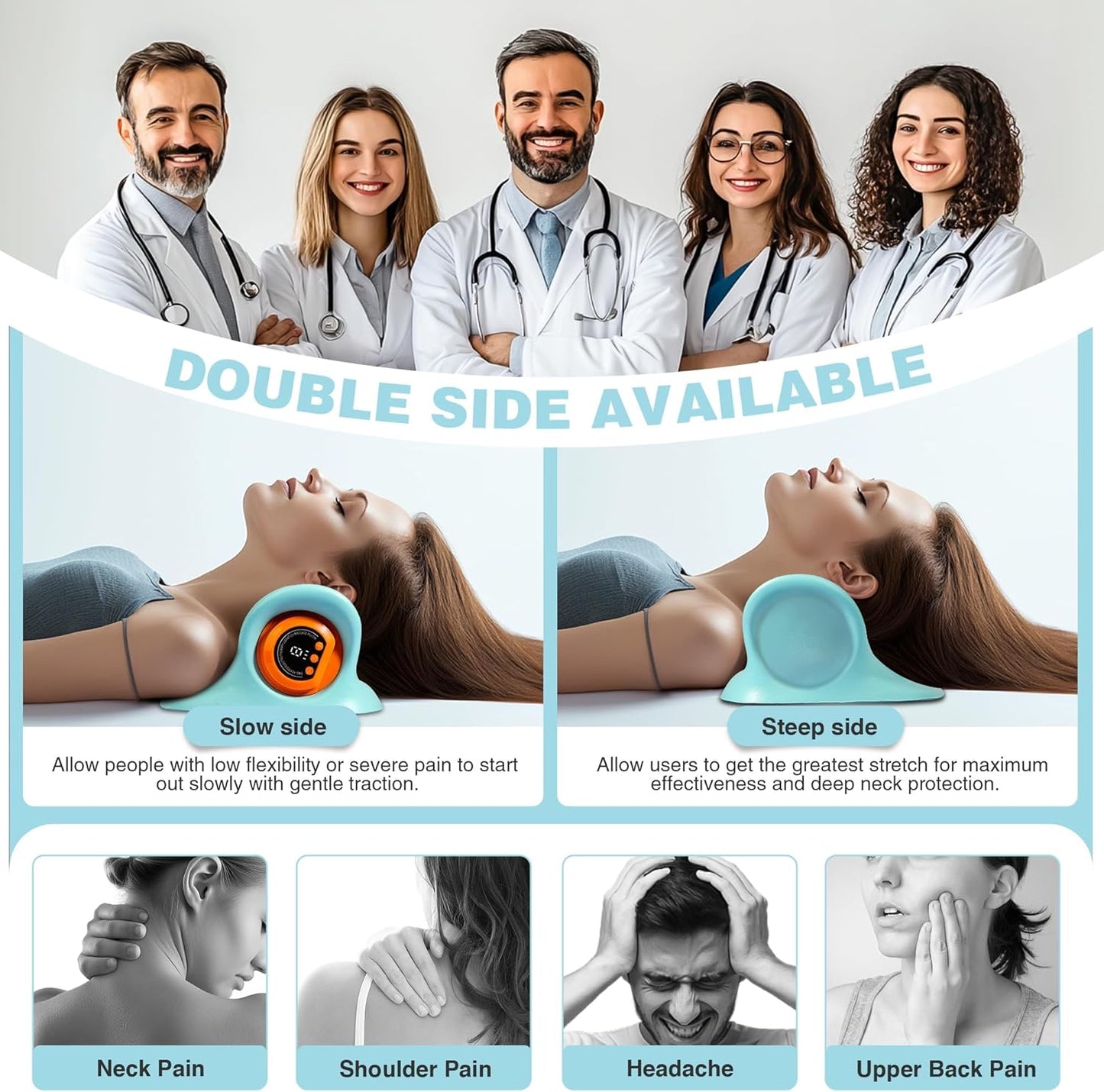 Bestbless Neck Massager 2025, Neck Stretcher and Shoulder Relaxer with Heat, Portable Cordless Shoulder Cervical Traction Device for Pain Relief Electric Massager Pillows, 9 Modes