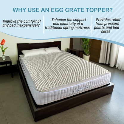 Turmerry 2.4" Green Natural Organic Egg Crate Latex Mattress Topper King Size - Soft Plush Pillow Top - GOLS Certified Convoluted Foam - Pressure Point Back Pain Relief Sleep Cool Bed Pad