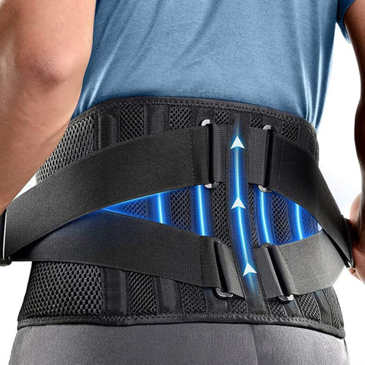 TYCA Air Mesh Adjustable Lumbar Back Belt Ergonomic Waist Support Brace for Lower Back Pain Relief Sciatica Herniated Disc Scoliosis (Large)