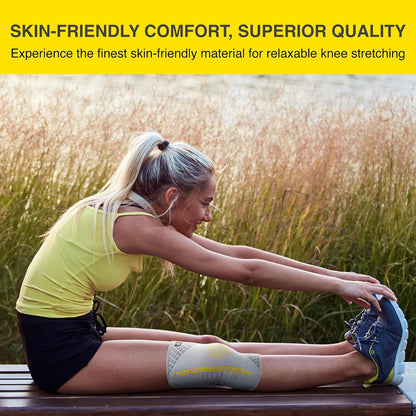 Bracoo Knee Brace, Knee Compression Sleeve Support for Men Women with Side Stabilizers, Dynamic Compression Lightweight & Breathable Support - Arthritis Pain, Injury Recovery, Running, Workout, KE92