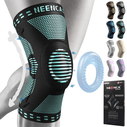 NEENCA Knee Brace with Side Stabilizers & Patella Gel Pads, Adjustable Compression Knee Support Braces for Knee Pain, Meniscus Tear,ACL,MCL,Arthritis, Joint Pain Relief,Injury Recovery -4 Size