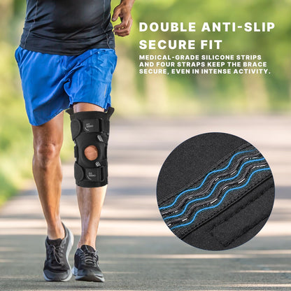 Fit Geno ReActive+ Knee Brace for Knee Pain for Men and Women, Adjustable Hinged Knee Brace with Side Stabilizers for Maximum Knee Support, Ultimate Knee Brace for Meniscus Tear ACL MCL Arthritis