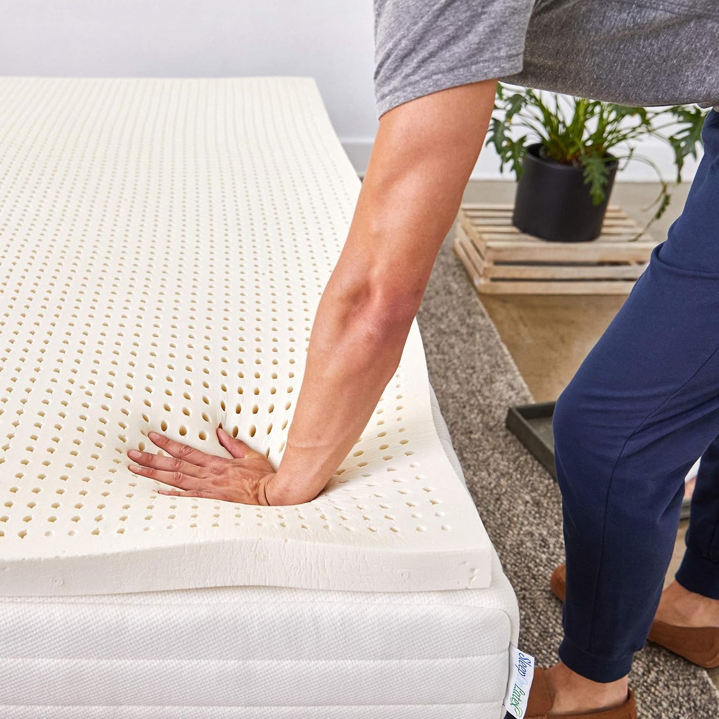 Sleep On Latex Pure Green Natural Mattress Topper - Soft - 1 Inch - Twin XL Size (GOLS Certified Organic)